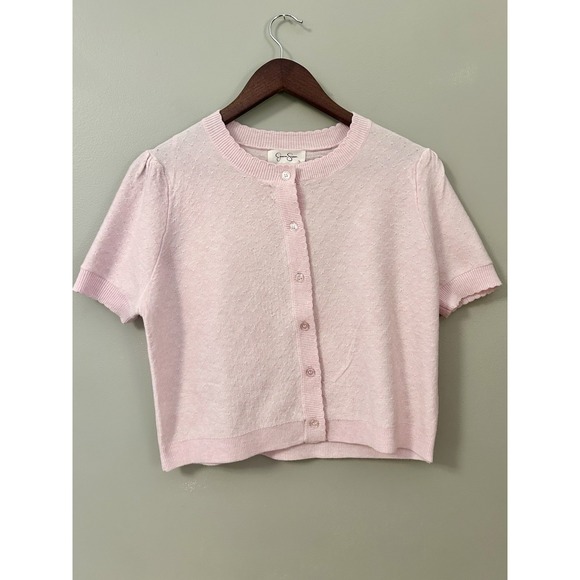 Light Pink Cardigan Short Sleeve Button Up M Jessica Simpson New - Picture 5 of 7